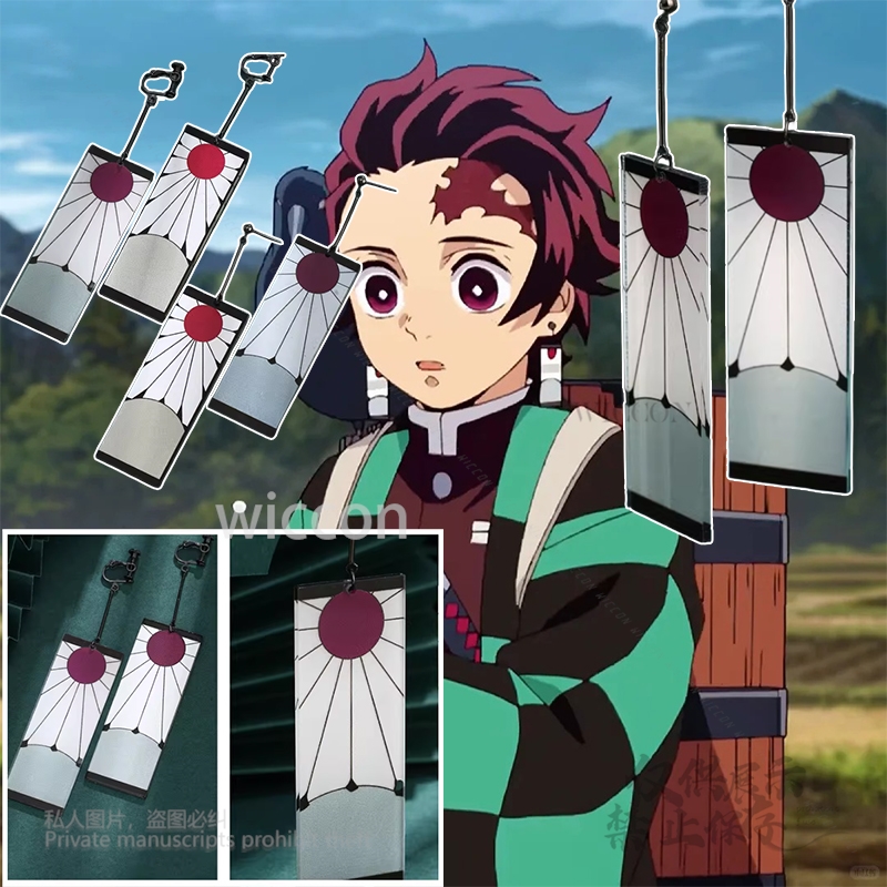 Anime Cosplay Demon Slayer - Akrilik Küpe Kulak Klipleri Tarzı Aksesuarları