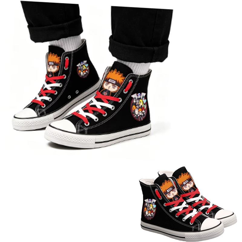 Anime Cosplay Idea - Naruto Uzumaki Yüksek Top Kanvas Ayakkabılar