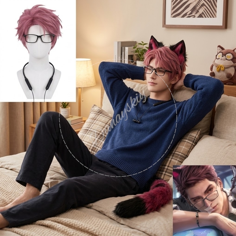 Anime Cosplay Glasses - Valko Cosplay Gözlük Kulaklık Seti Kurt