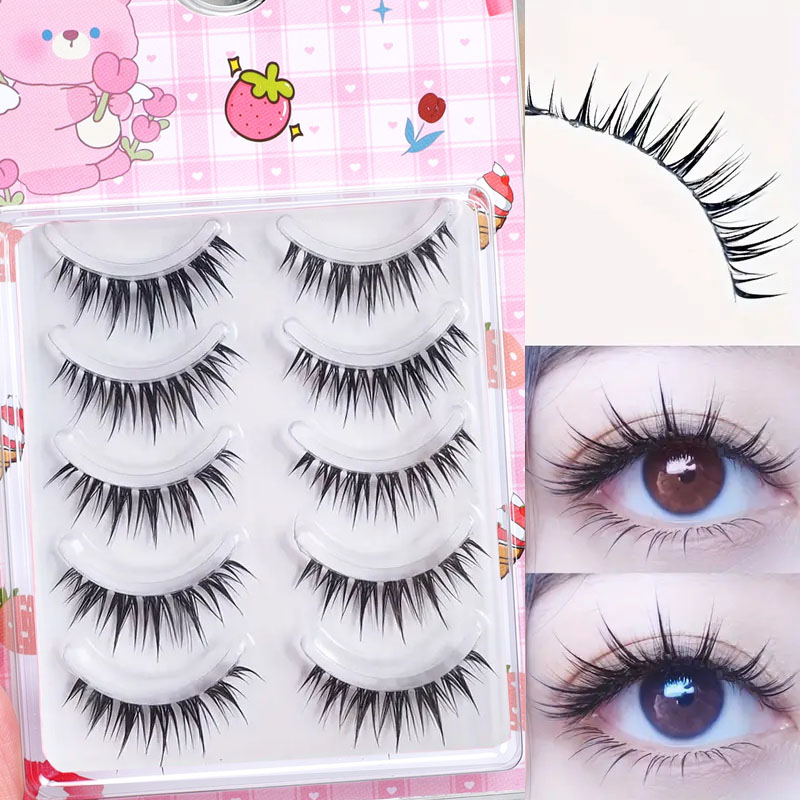 Anime Cosplay Lashes - 5 Çift Islak Çizgi Roman Kirpikleri,