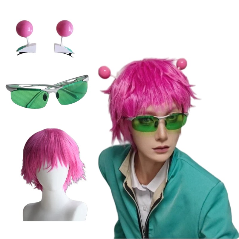 Anime Cosplay Glasses - Anime Saiki Kusuo Cosplay Sahne Pembe